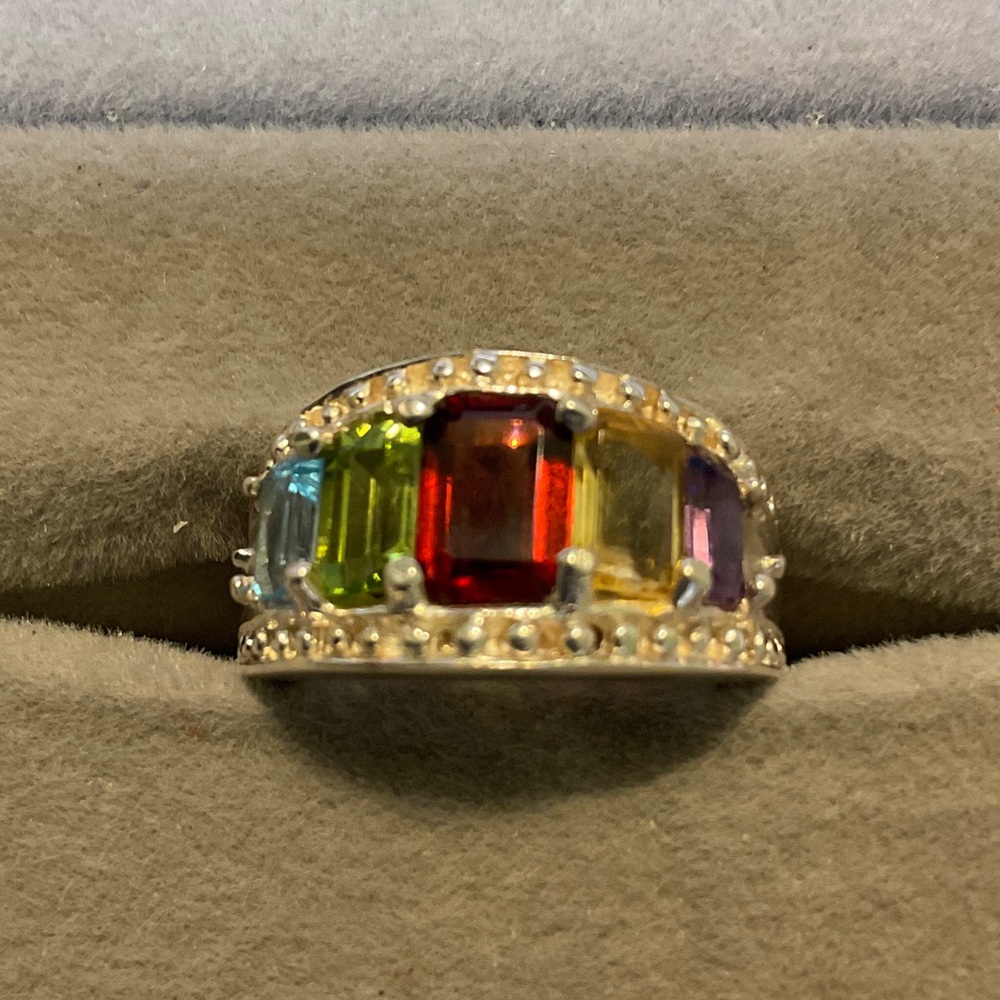 Multicolor Gemstone Sterling Silver Ring